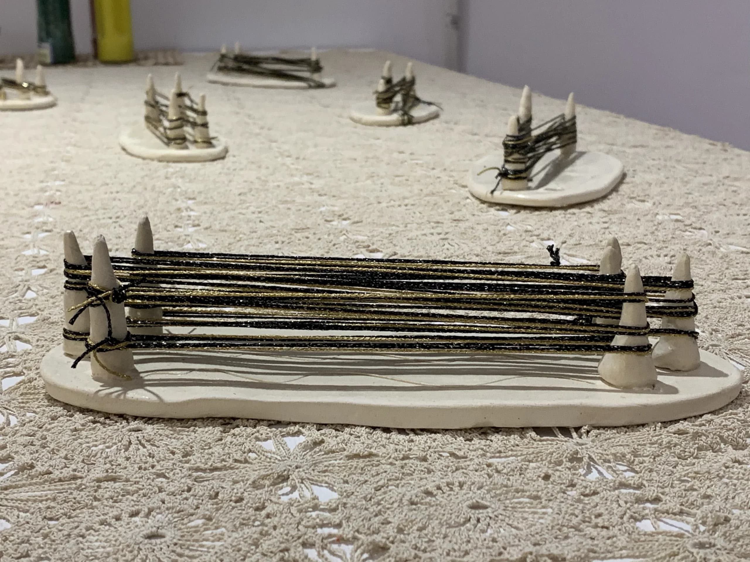 Clay Looms detail of ceramic and fiber construction