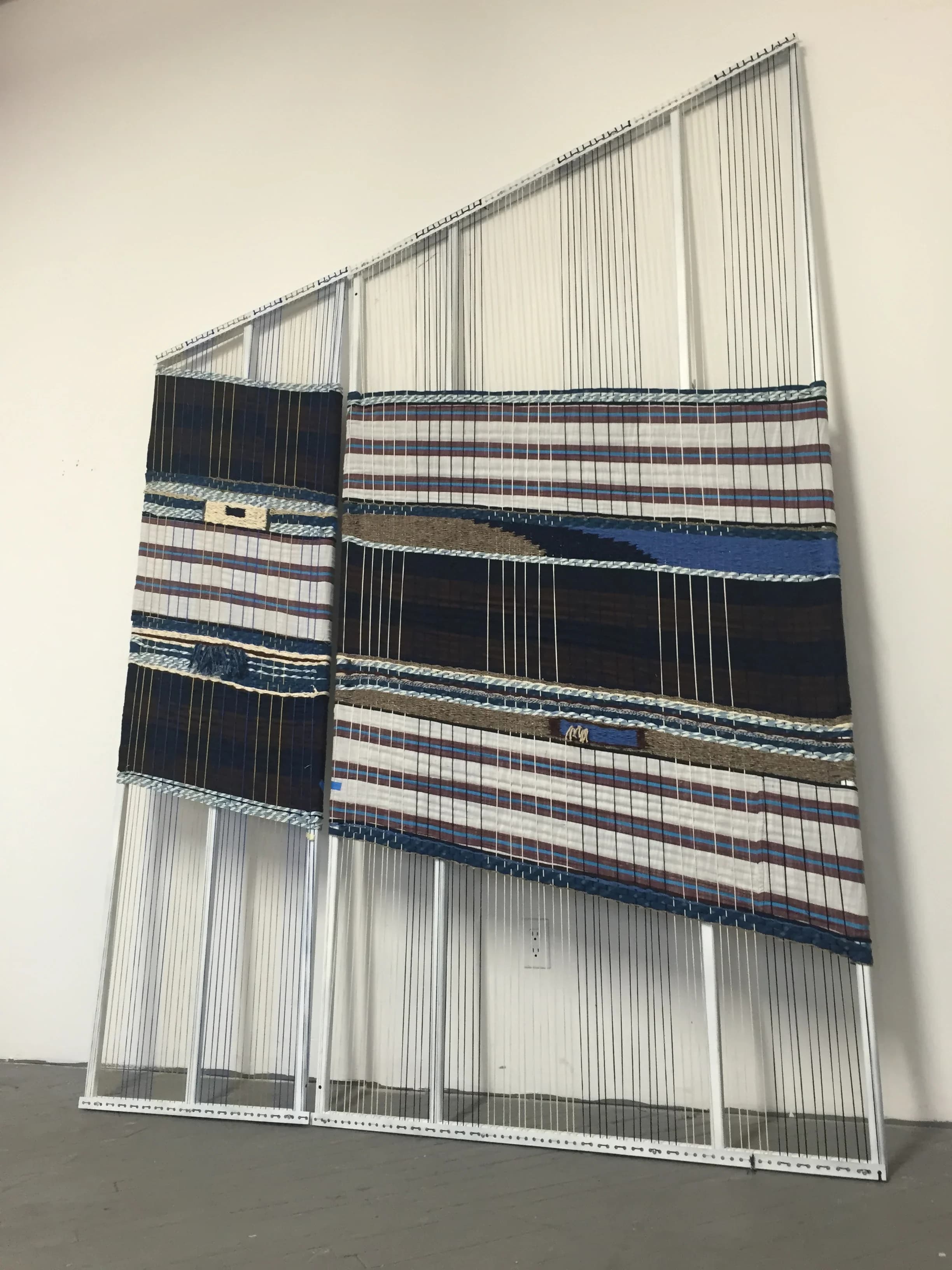 Fiber art vertical composition with natural dyes