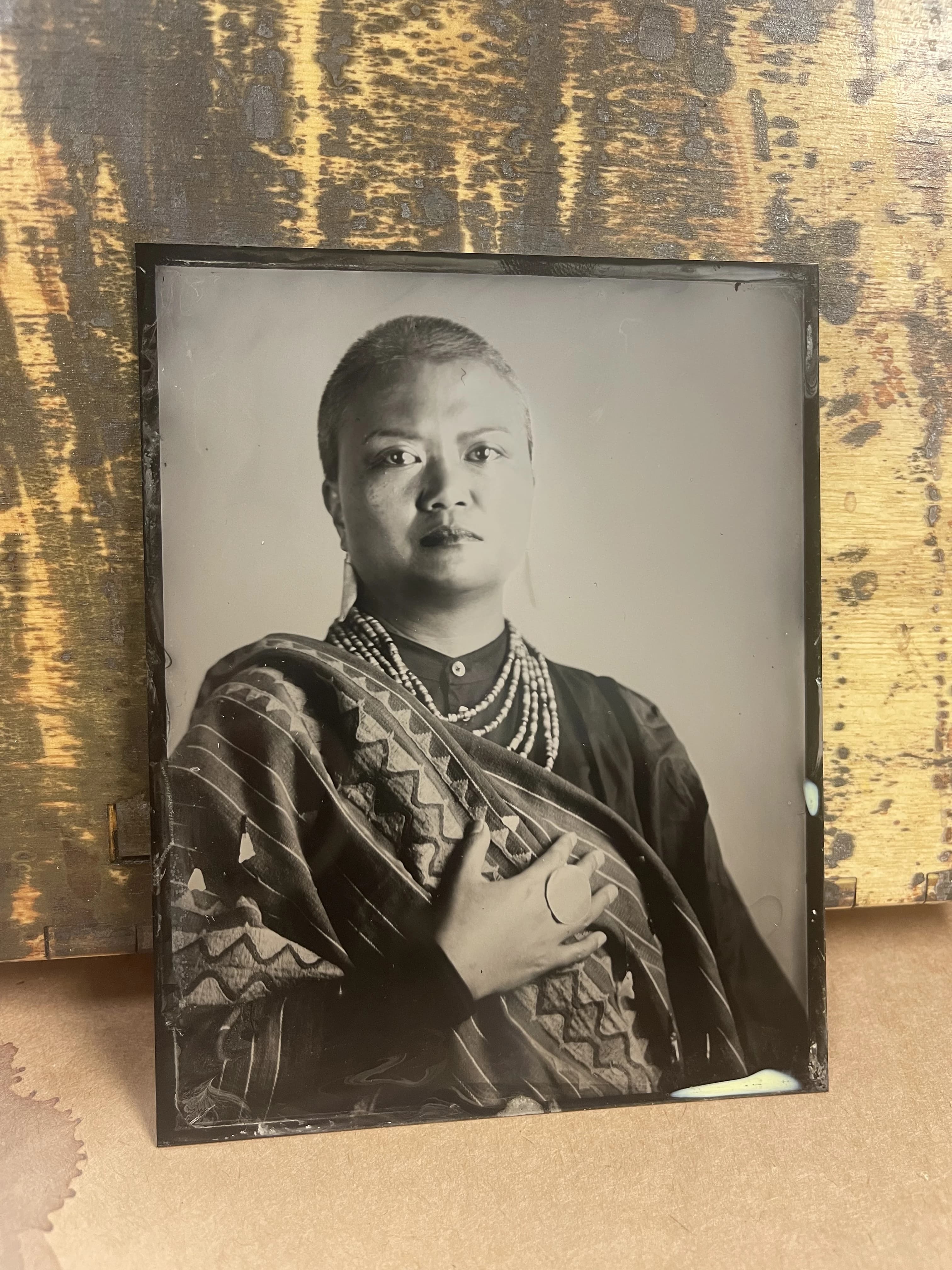 Tintype photograph of woven sculpture