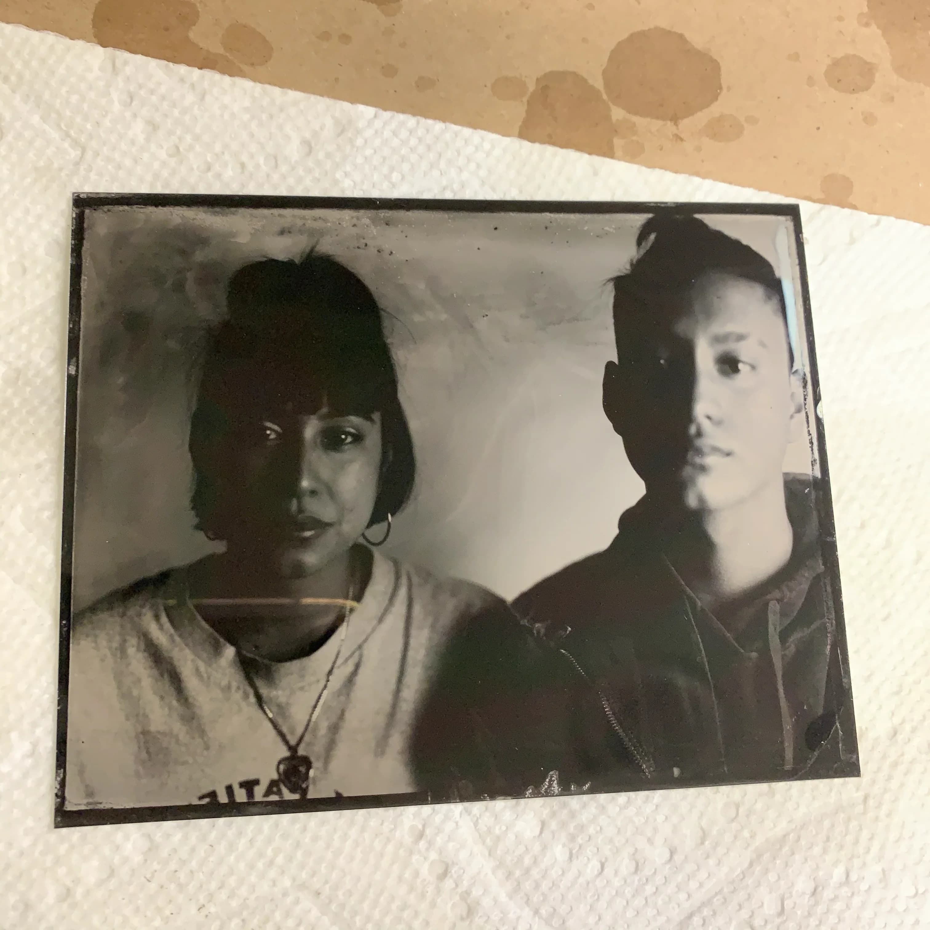 Tintype photograph, square composition of textile detail
