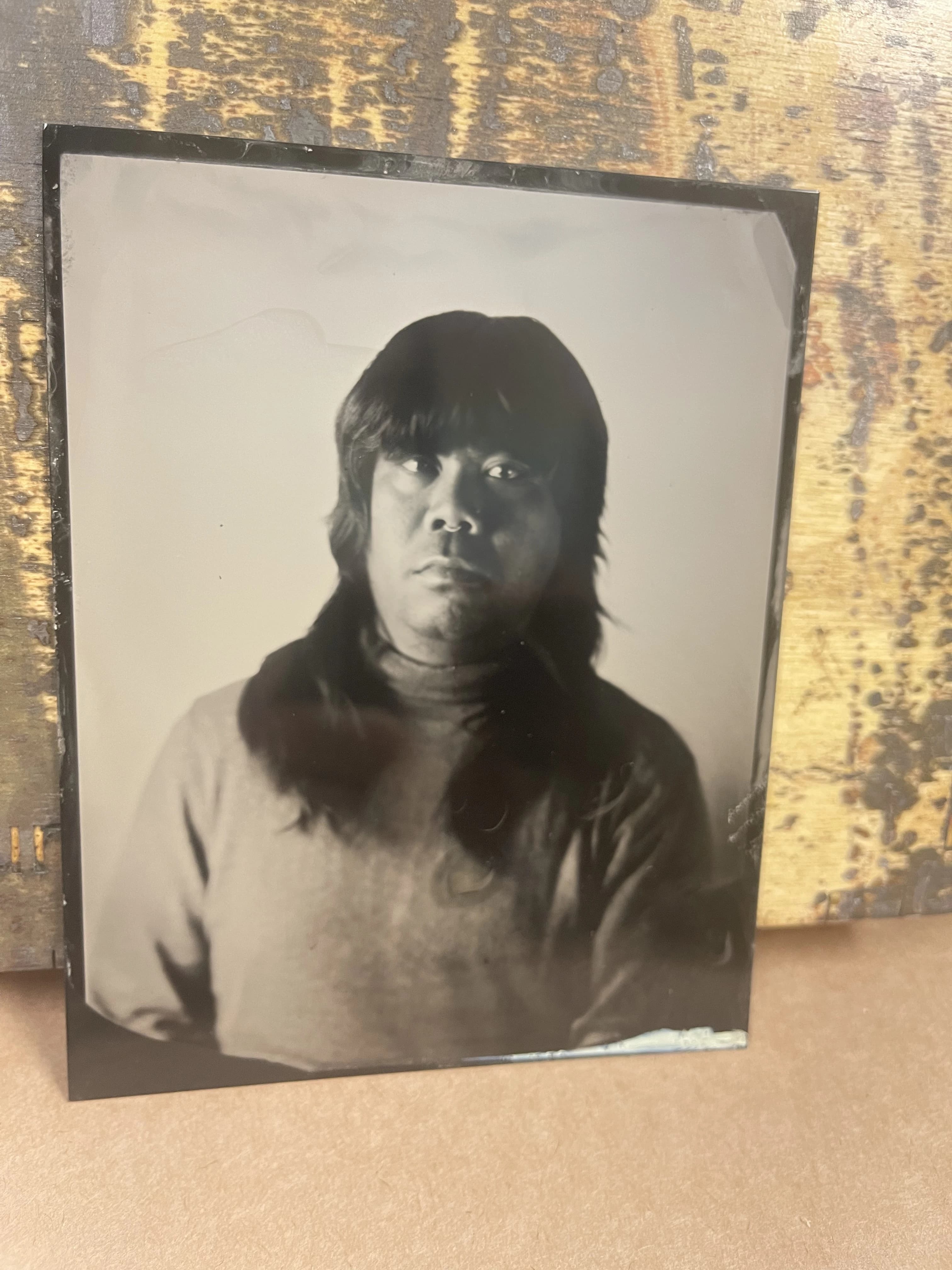 Tintype portrait with handwoven elements