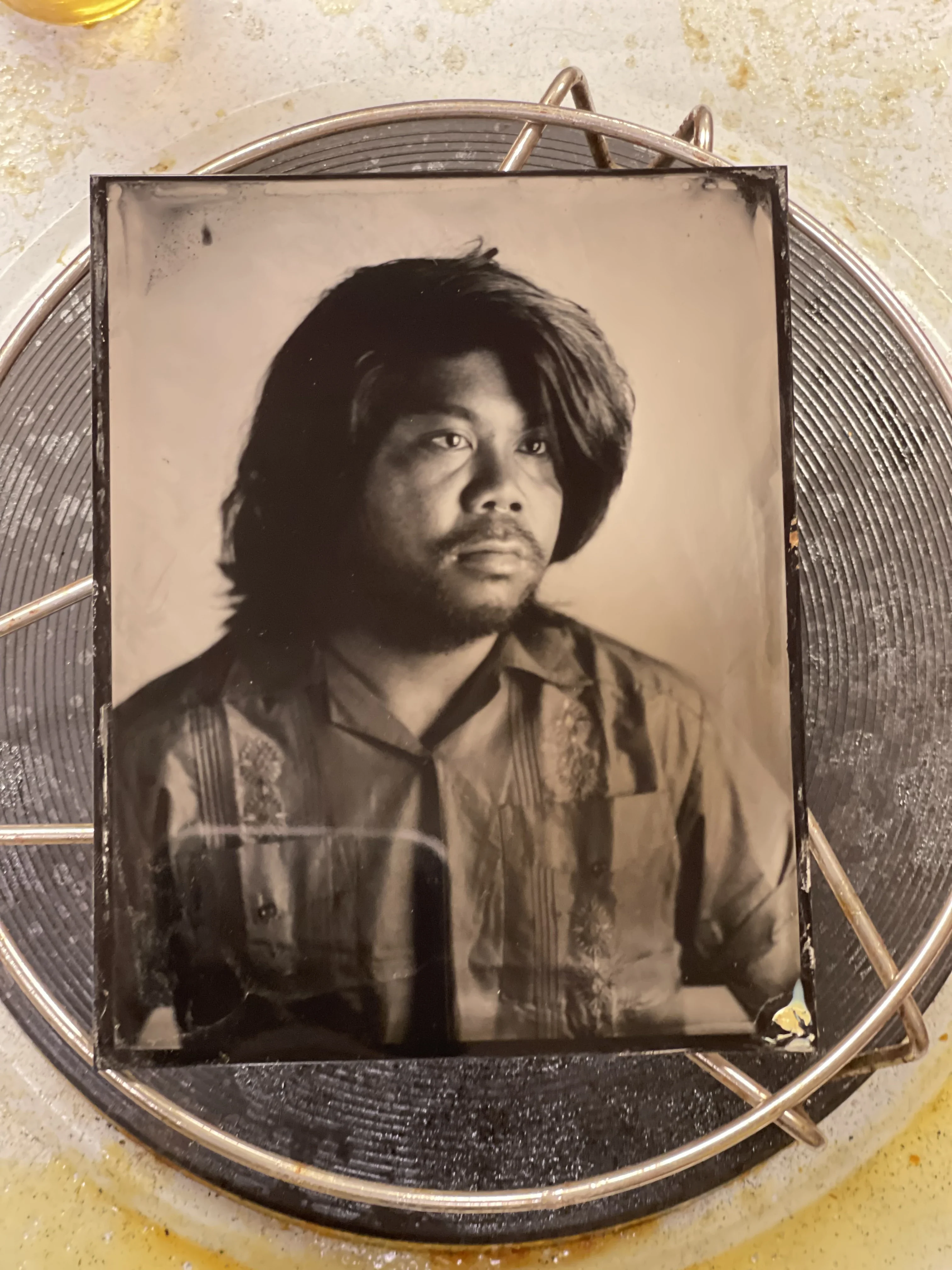 Tintype photograph capturing textile detail