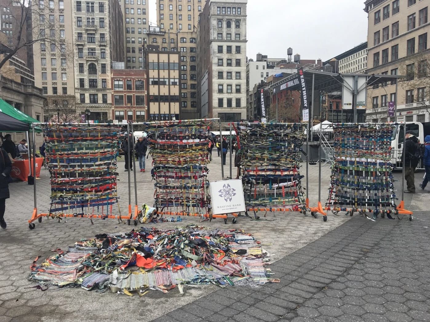 Community weaving at Union Square Earth Day