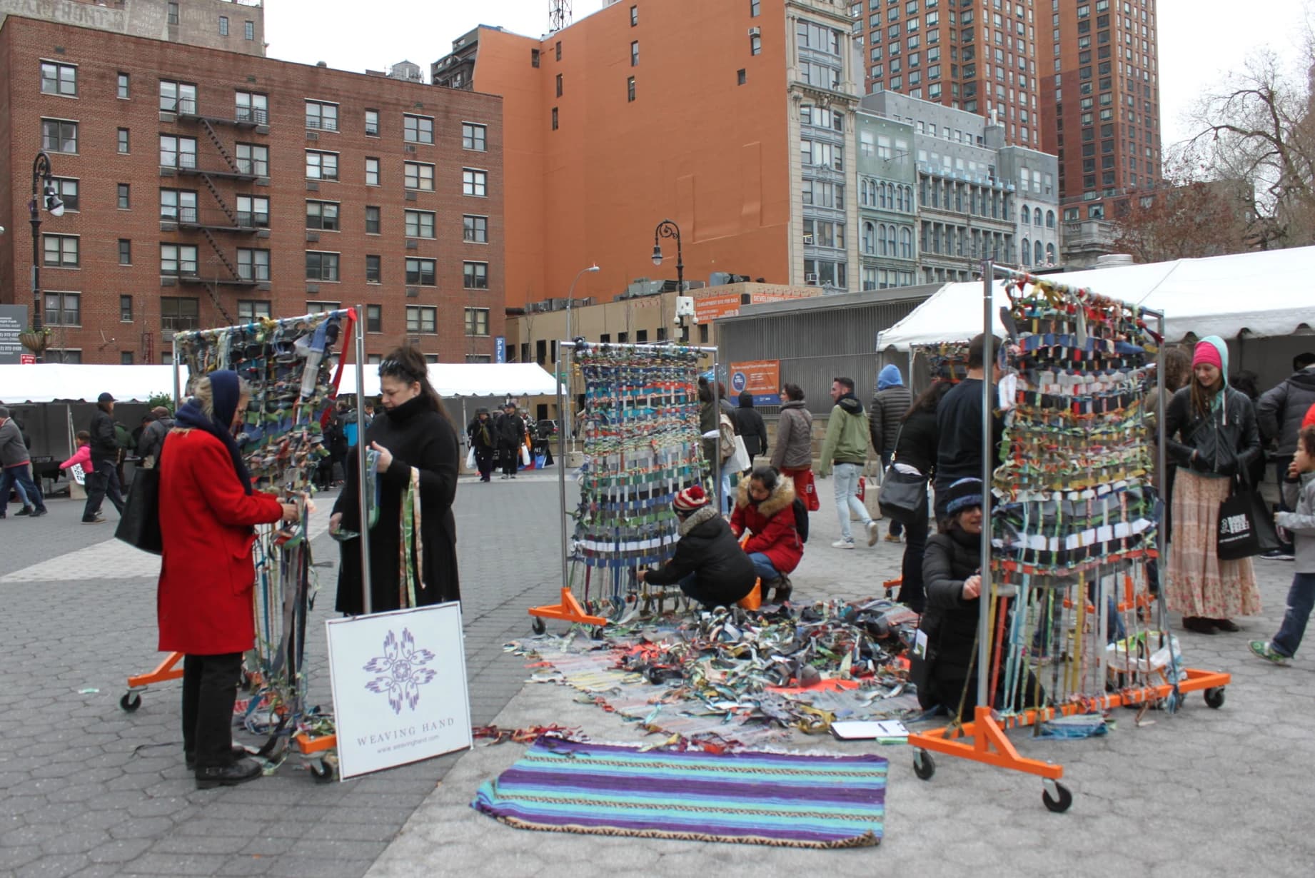 Union Square Earth Day weaving, panoramic view