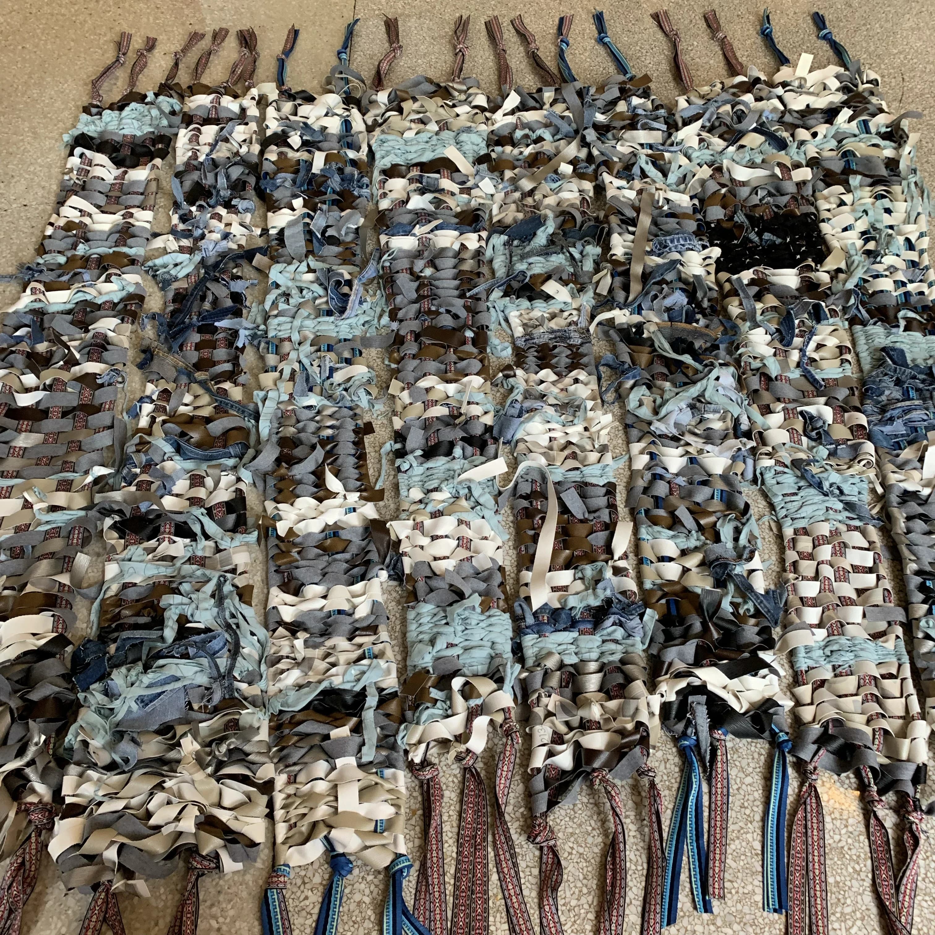 Students weaving at Barnard College