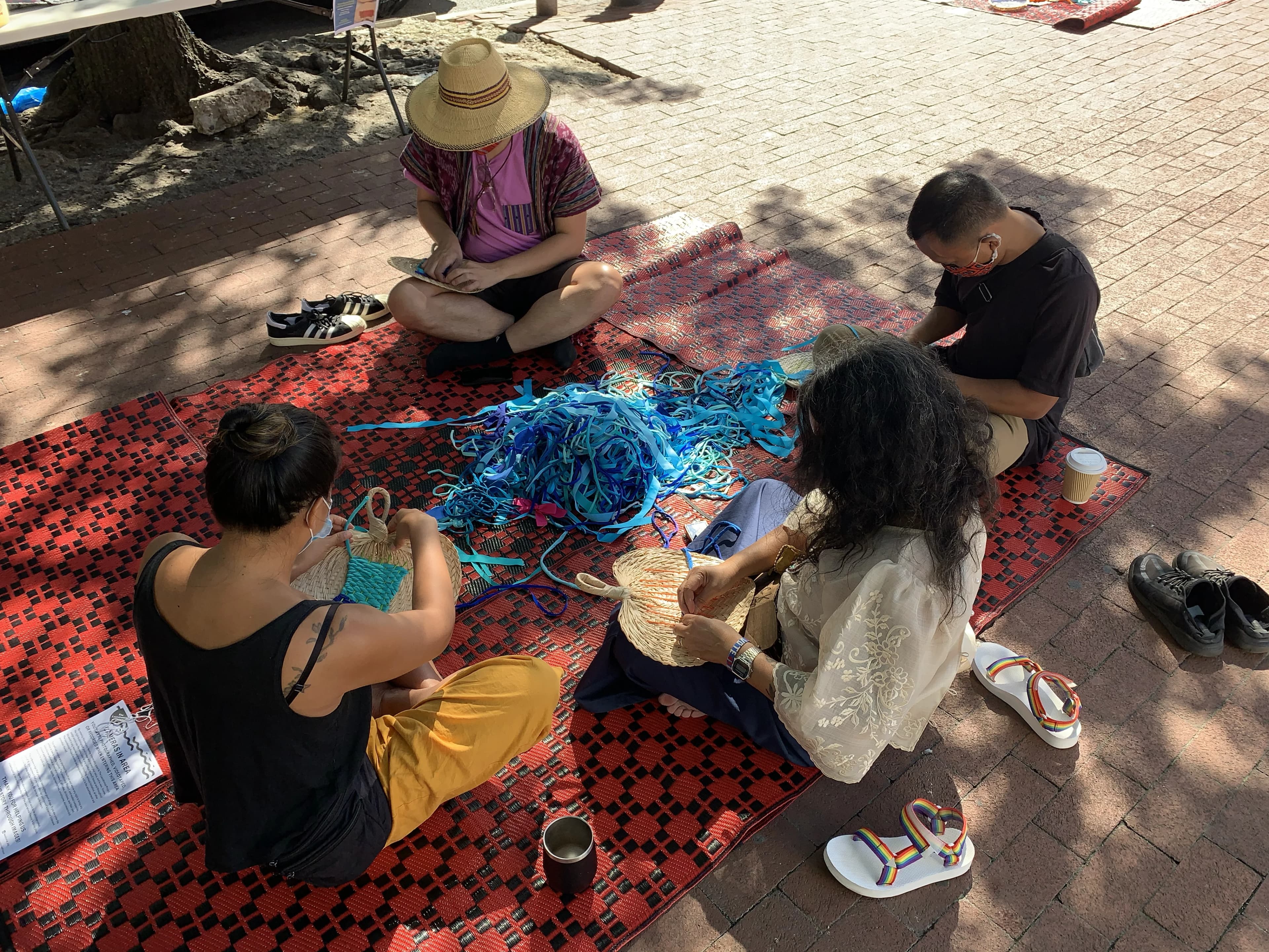 Outdoor weaving at Little Manila, Queens