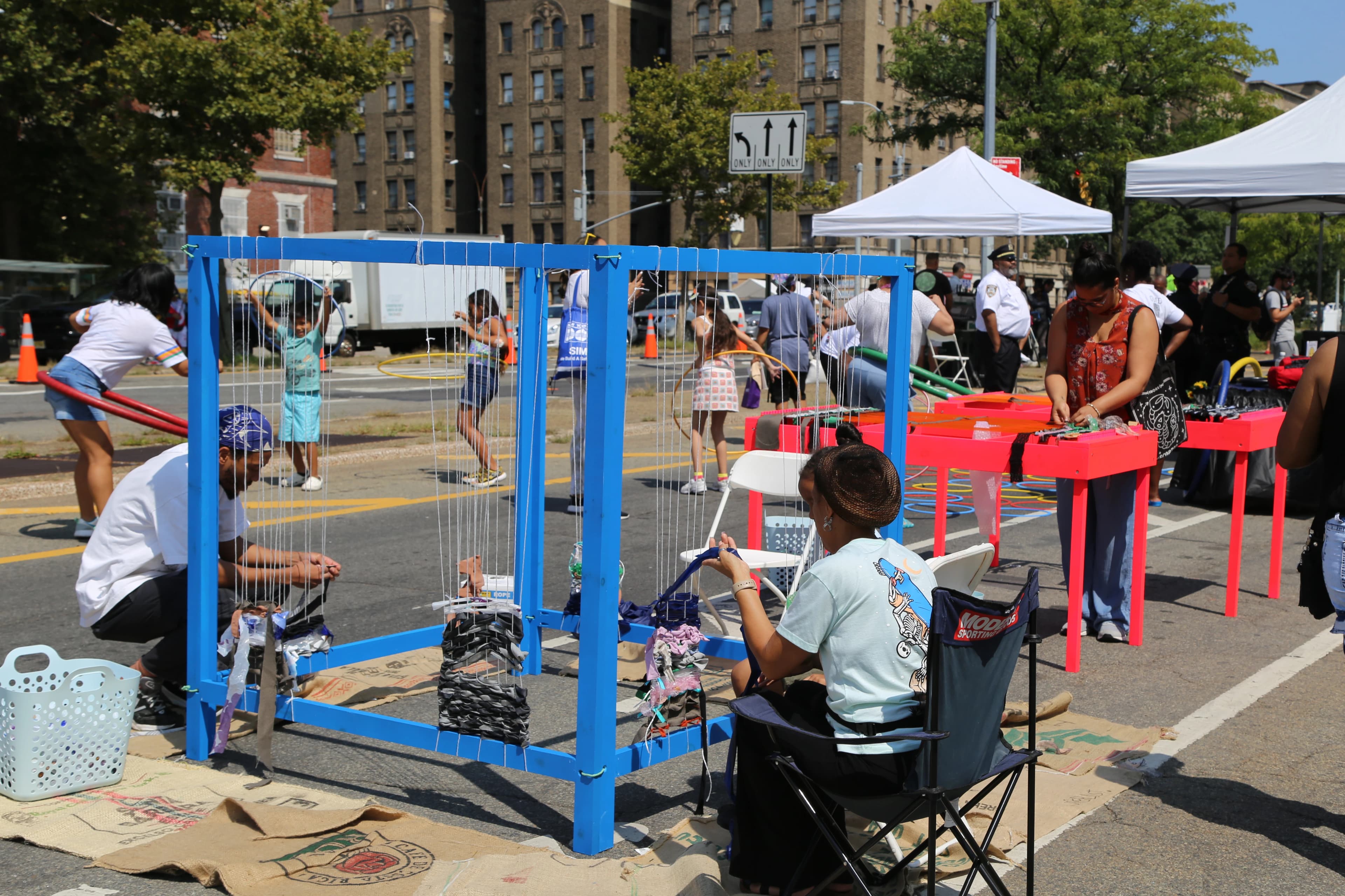 Summer Streets weaving activation on closed city road