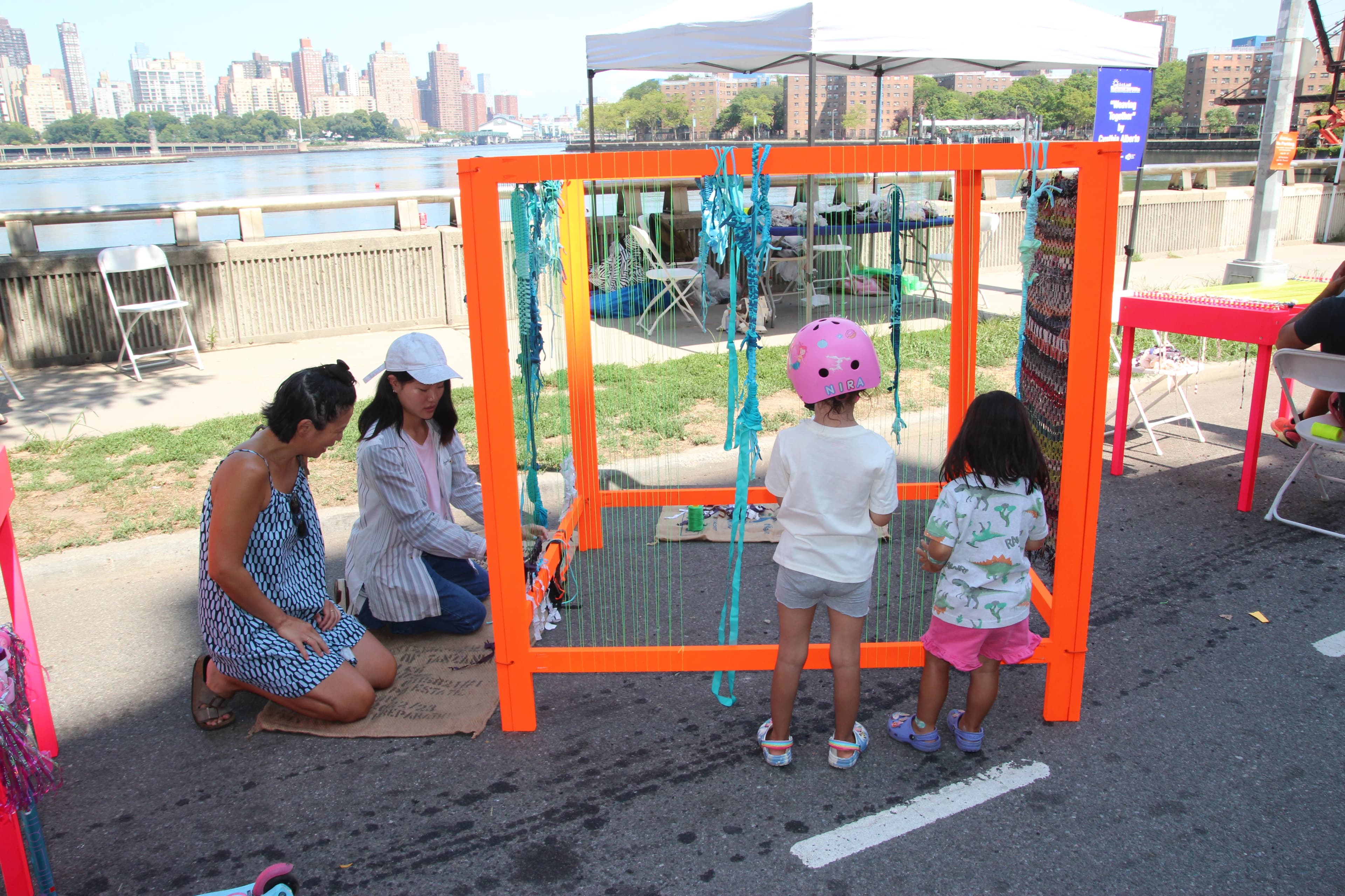 Large loom setup at Summer Streets event